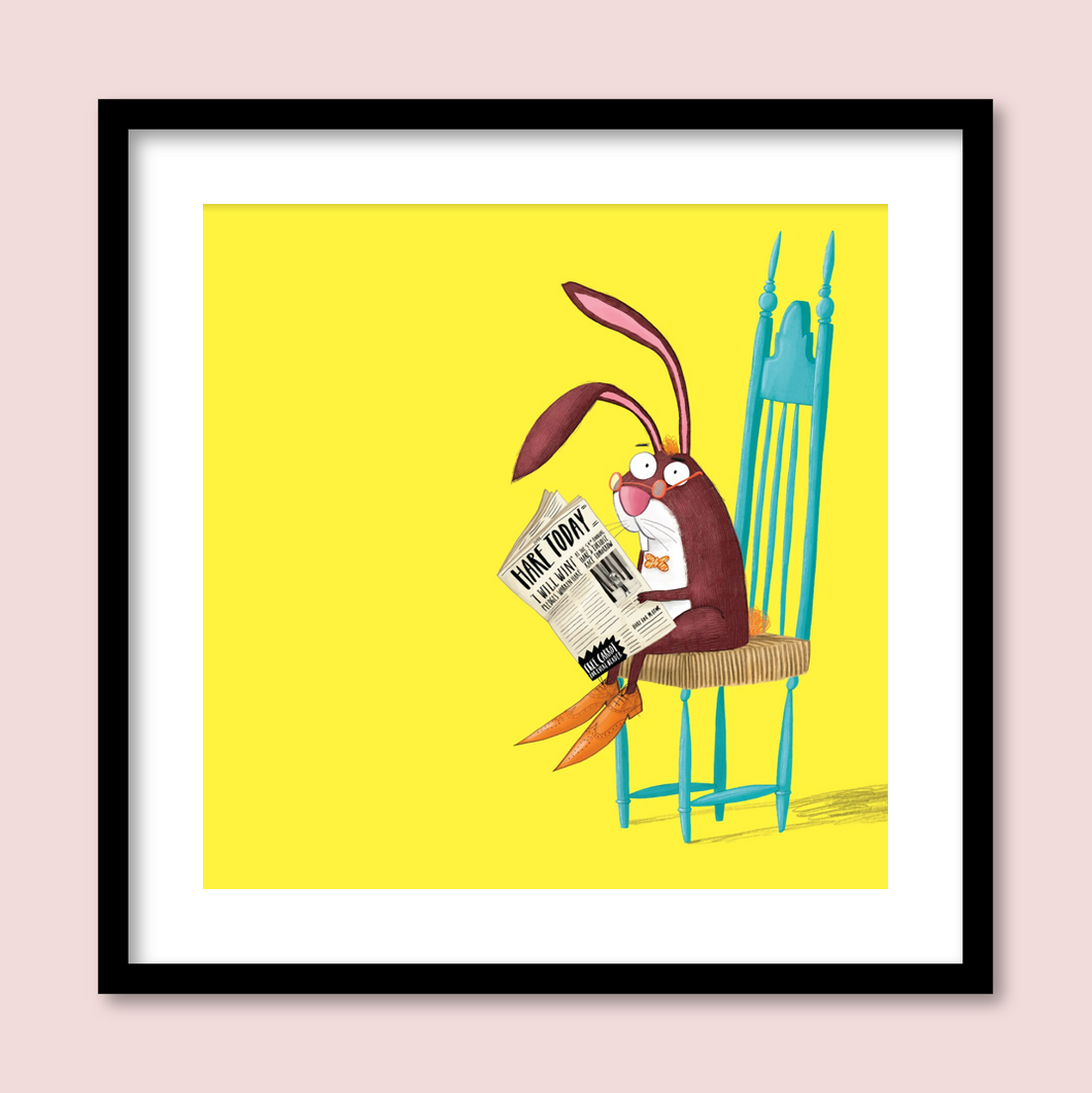 Hares sit on chairs