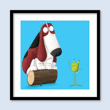 Load image into Gallery viewer, Dogs sit on logs
