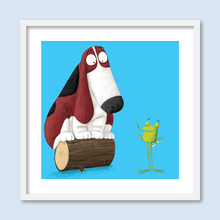 Load image into Gallery viewer, Dogs sit on logs
